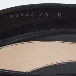 Pre Owned Alexander McQueen Black Leather Horn Heel Platform Pumps Size 40