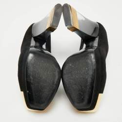 Pre Owned Alexander McQueen Black Suede Plexi Heel Platform Pumps Size 40