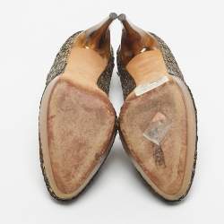 Pre Owned Alexander McQueen Gold Sequins Horn Heel Platform Pumps Size 40