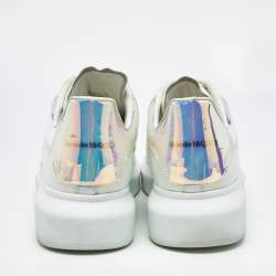 Pre Owned Alexander McQueen White/Iridescent Leather Larry Sneakers Size 41