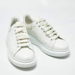 Pre Owned Alexander McQueen White/Iridescent Leather Larry Sneakers Size 41