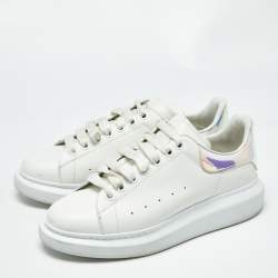 Pre Owned Alexander McQueen White/Iridescent Leather Larry Sneakers Size 41