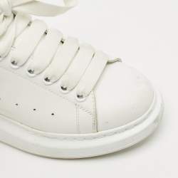 Pre Owned Alexander McQueen White/Gold Leather Oversized Sneakers Size 37.5