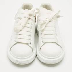 Pre Owned Alexander McQueen White/Gold Leather Oversized Sneakers Size 37.5