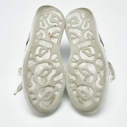 Pre Owned Alexander McQueen White/Black Leather Oversized Sneakers Size 38