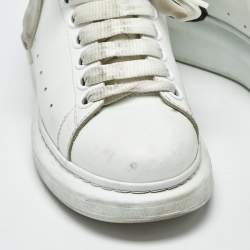 Pre Owned Alexander McQueen White/Black Leather Oversized Sneakers Size 38