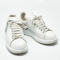 Pre Owned Alexander McQueen White/Black Leather Oversized Sneakers Size 38