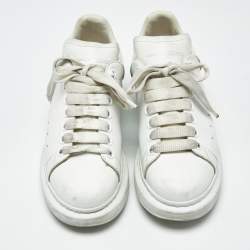 Pre Owned Alexander McQueen White/Black Leather Oversized Sneakers Size 38