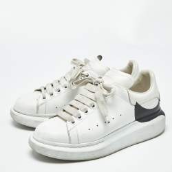 Pre Owned Alexander McQueen White/Black Leather Oversized Sneakers Size 38