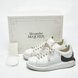 Pre Owned Alexander McQueen White/Black Leather Oversized Sneakers Size 38