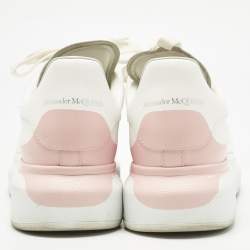 Pre Owned Alexander McQueen White/Pink Leather Oversized Sneakers Size 38.5