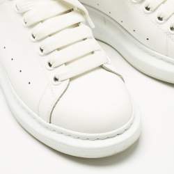 Pre Owned Alexander McQueen White/Pink Leather Oversized Sneakers Size 38.5