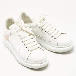 Pre Owned Alexander McQueen White/Pink Leather Oversized Sneakers Size 38.5