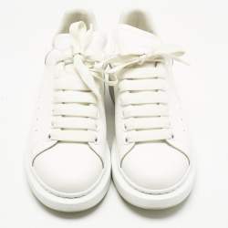 Pre Owned Alexander McQueen White/Pink Leather Oversized Sneakers Size 38.5