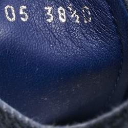 Pre Owned Alexander McQueen Blue/White Canvas and Rubber Tread Slick Sneakers Size 38.5