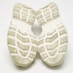 Pre Owned Alexander McQueen Blue/White Canvas and Rubber Tread Slick Sneakers Size 38.5