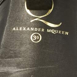 Pre Owned Alexander McQueen Black Leather Fringe Ankle Length Boots Size 36