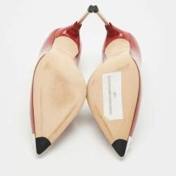 Pre Owned Alexander McQueen Red Leather Spike Pointed Toe Pumps Size 38