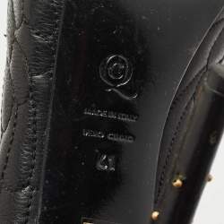 Pre Owned Alexander McQueen Black Leather Crystal Embellished Skull Detail Peep Toe Platform Pumps Size 41