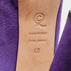 Pre Owned Alexander McQueen Purple Suede Skull Peep Toe Pumps Size 40