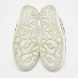 Pre Owned Alexander McQueen Pink/White PVC And Glitter Oversized Lace Up Sneakers Size 36.5