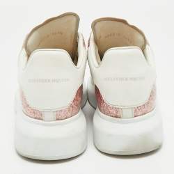 Pre Owned Alexander McQueen Pink/White PVC And Glitter Oversized Lace Up Sneakers Size 36.5