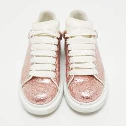 Pre Owned Alexander McQueen Pink/White PVC And Glitter Oversized Lace Up Sneakers Size 36.5