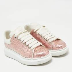 Pre Owned Alexander McQueen Pink/White PVC And Glitter Oversized Lace Up Sneakers Size 36.5