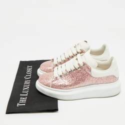 Pre Owned Alexander McQueen Pink/White PVC And Glitter Oversized Lace Up Sneakers Size 36.5