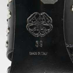 Pre Owned Alexander McQueen Black Cutout Leather Ankle Length Boots Size 39