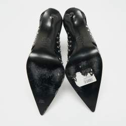 Pre Owned Alexander McQueen Black Cutout Leather Ankle Length Boots Size 39