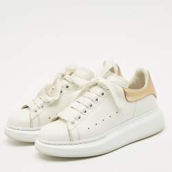 Pre Owned Alexander McQueen White/Gold Leather Oversized Sneakers Size 35.5