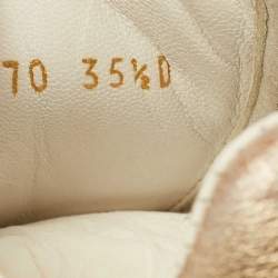 Pre Owned Alexander McQueen White/Gold Leather Oversized Sneakers Size 35.5