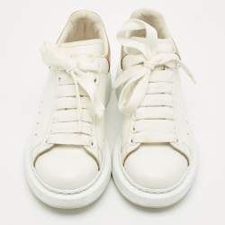 Pre Owned Alexander McQueen White/Gold Leather Oversized Sneakers Size 35.5