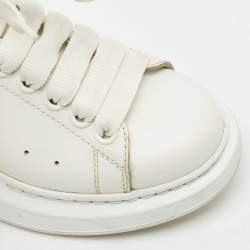 Pre Owned Alexander McQueen White/Gold Leather Oversized Sneakers Size 35.5