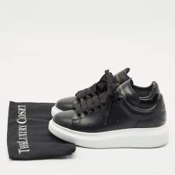 Pre Owned Alexander McQueen Black Leather Oversized Low Top Sneakers Size 35.5