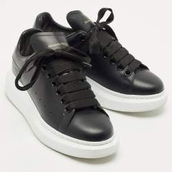 Pre Owned Alexander McQueen Black Leather Oversized Low Top Sneakers Size 35.5