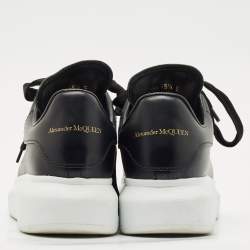 Pre Owned Alexander McQueen Black Leather Oversized Low Top Sneakers Size 35.5