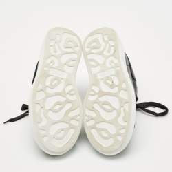 Pre Owned Alexander McQueen Black Leather Oversized Low Top Sneakers Size 35.5