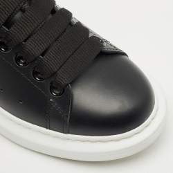 Pre Owned Alexander McQueen Black Leather Oversized Low Top Sneakers Size 35.5