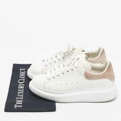 Pre Owned Alexander McQueen White/Pink Leather Oversized Sneakers Size 38.5
