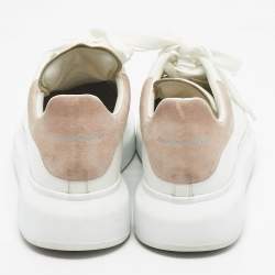 Pre Owned Alexander McQueen White/Pink Leather Oversized Sneakers Size 38.5