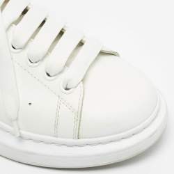 Pre Owned Alexander McQueen White/Pink Leather Oversized Sneakers Size 38.5