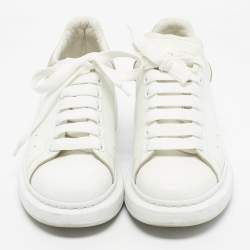Pre Owned Alexander McQueen White/Pink Leather Oversized Sneakers Size 38.5