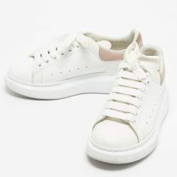 Pre Owned Alexander McQueen White/Pink Leather Oversized Sneakers Size 38.5