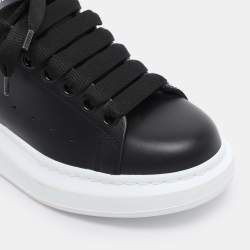 Pre Owned Alexander McQueen Black/White Leather Oversized Low Top Sneakers Size 36