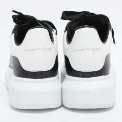 Pre Owned Alexander McQueen Black/White Leather Oversized Low Top Sneakers Size 36