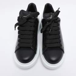 Pre Owned Alexander McQueen Black/White Leather Oversized Low Top Sneakers Size 36