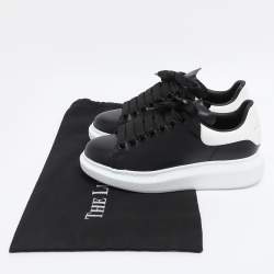 Pre Owned Alexander McQueen Black/White Leather Oversized Low Top Sneakers Size 36