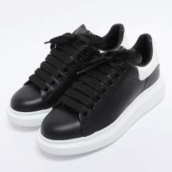 Pre Owned Alexander McQueen Black/White Leather Oversized Low Top Sneakers Size 36